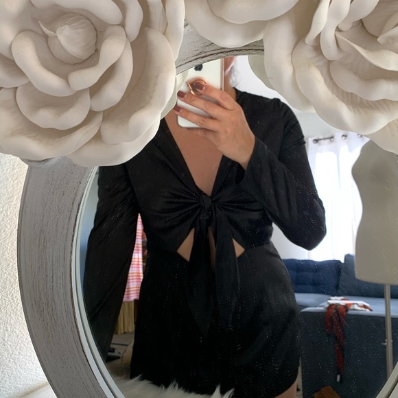 Black Front Knot Romper Playsuit L - Picture 8 of 8